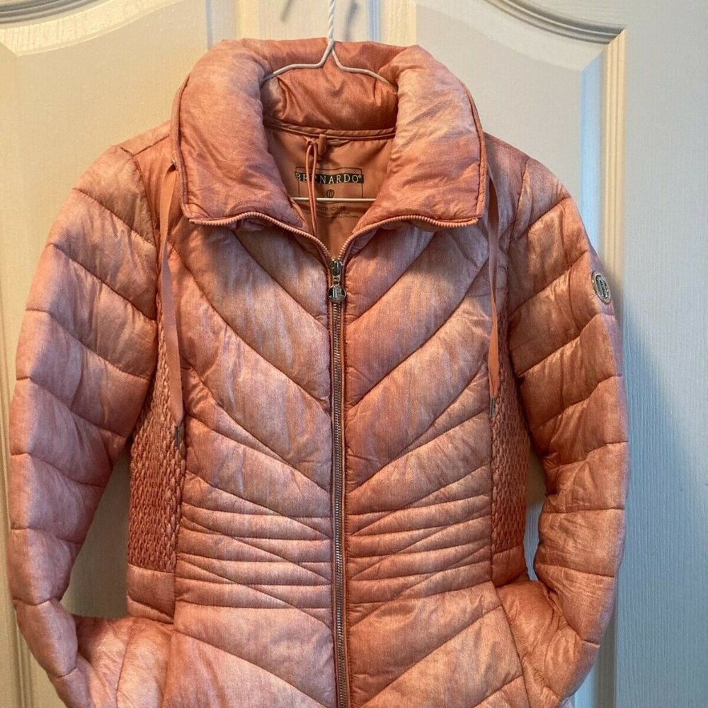 Bernardo Arrow Hooded Puffer Rose Ladies XS Jacket NWOT